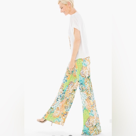 Chico’s Petite Yogi Print Palazzo Pants - Picture 2 of 6